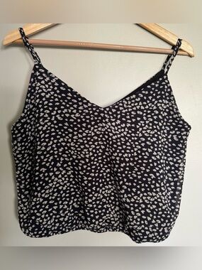 Nine Britton Black White Animal Print Cami Tank Top Adjustable Straps Size Med